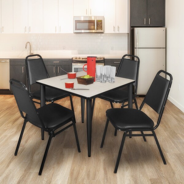 Regency Kahlo Square Table & Chair Sets, 48 W, 48 L, 29 H, Wood, Metal, Vinyl Top, Maple TPL4848PLBK29BK - main